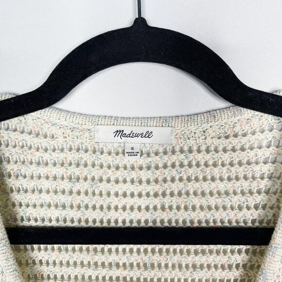 Madewell Small S Rainbow Marled Seville Pullover Sweater V Neck Cotton Boxy Fit - Picture 7 of 11